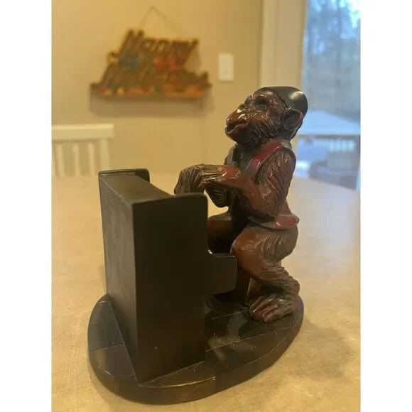 Monkey Statue Playing Piano Vintage 2001 Unique